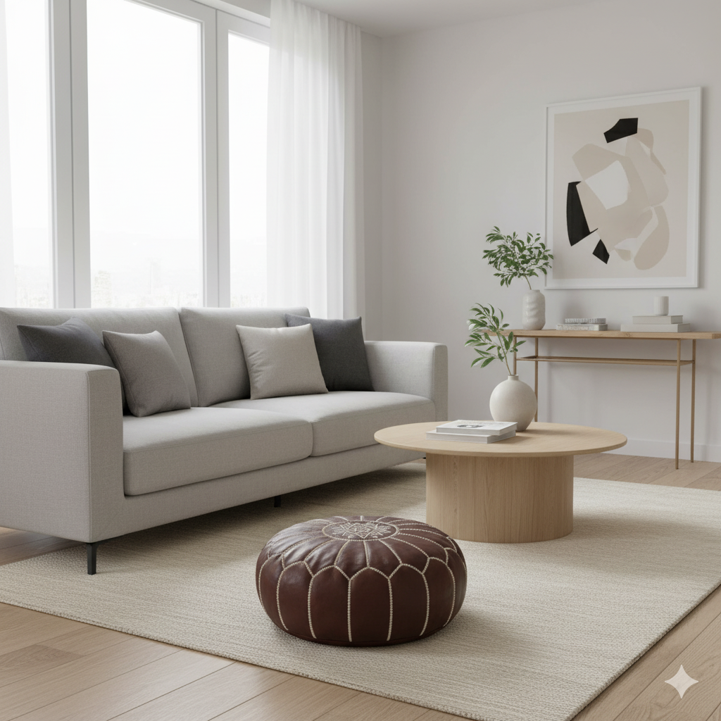 Pouf Marocain Marron bois