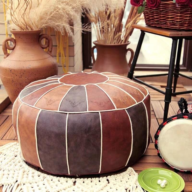 pouf cuir marron marocain