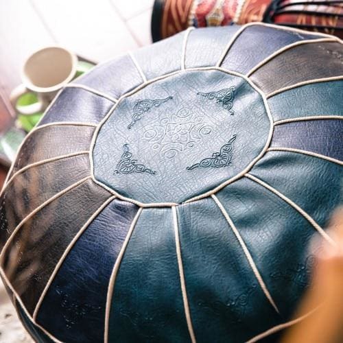 pouf marocain bleu
