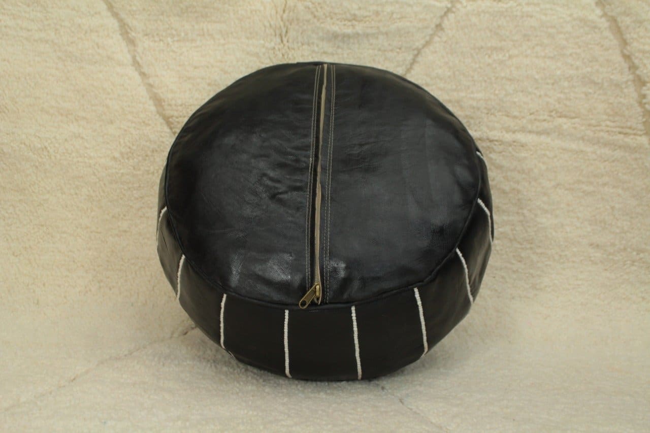 pouf marocain noir blanc