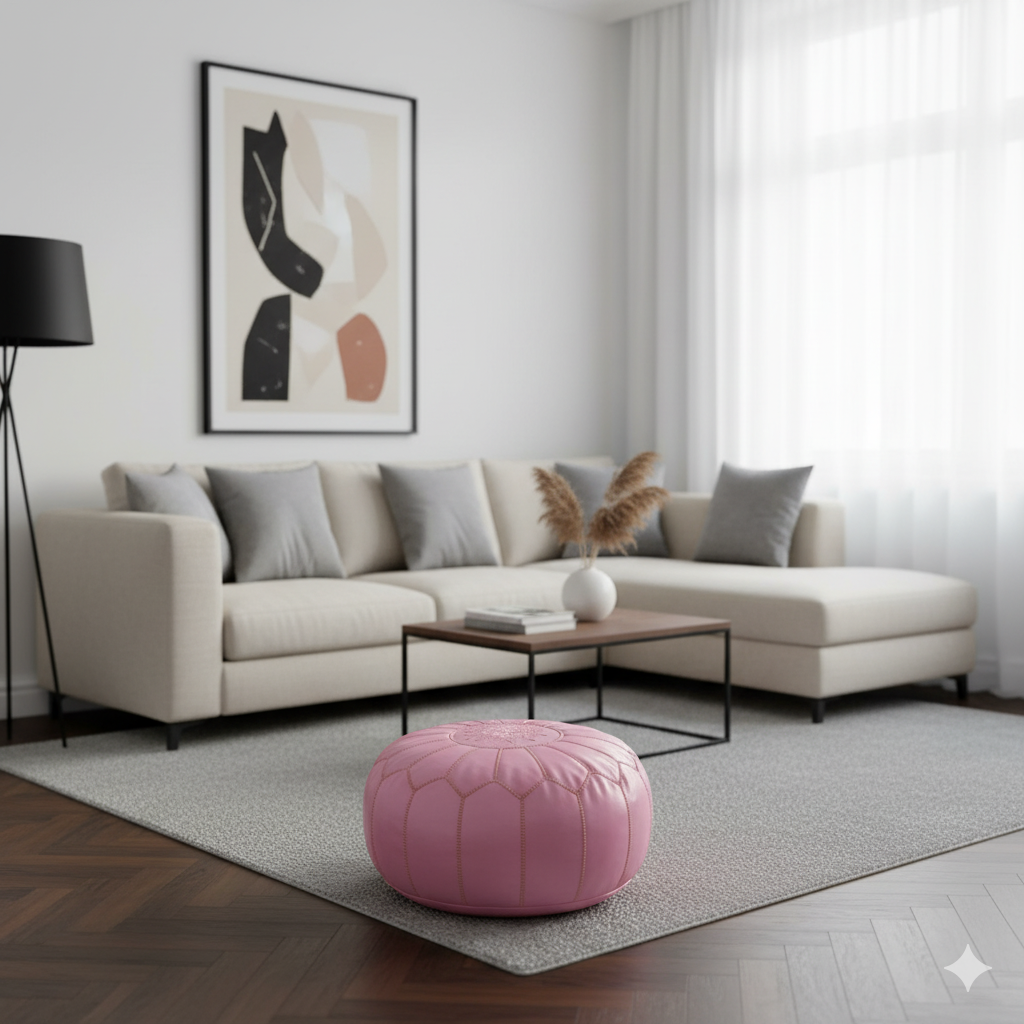 Pouf Marocain Rose