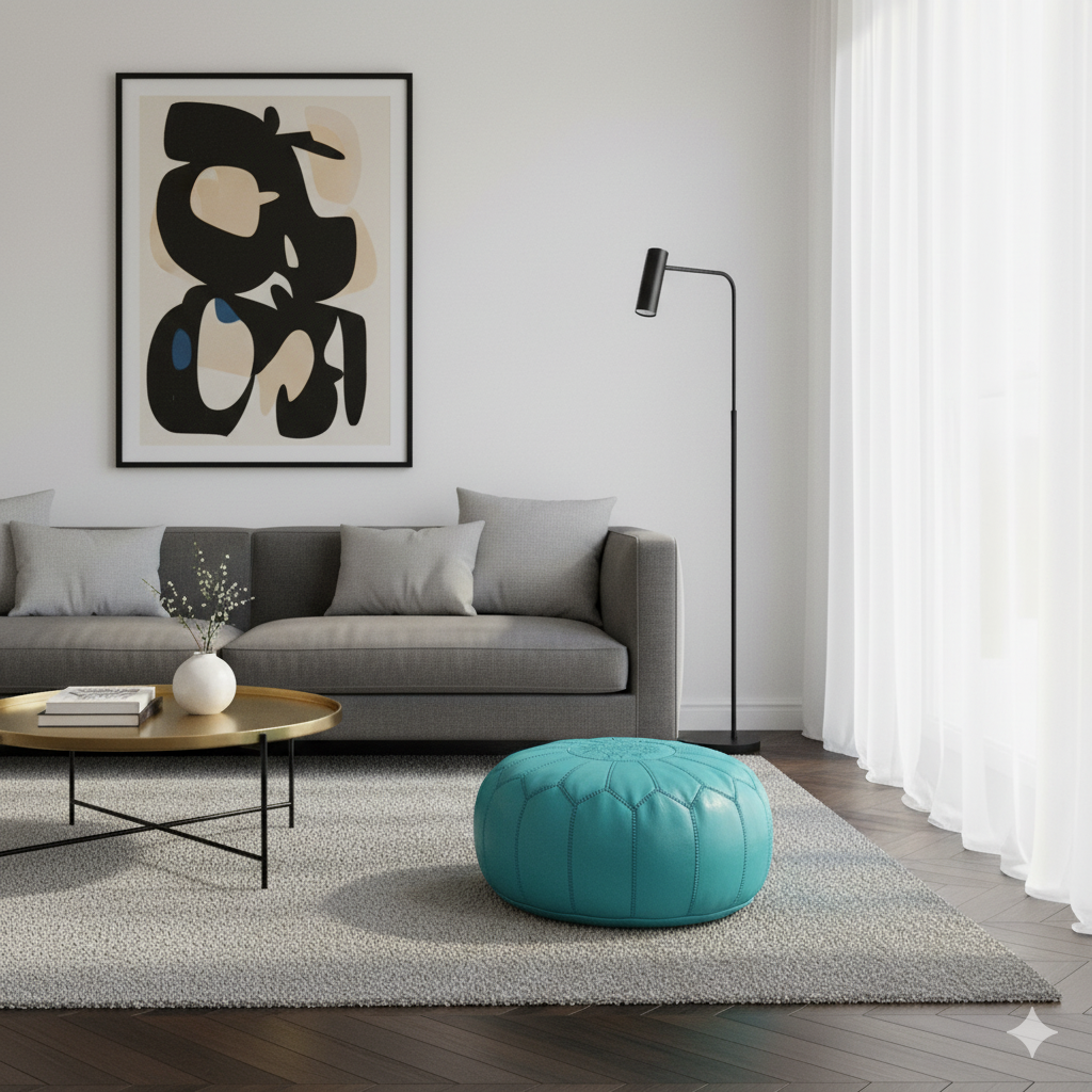 Pouf Marocain Turquoise