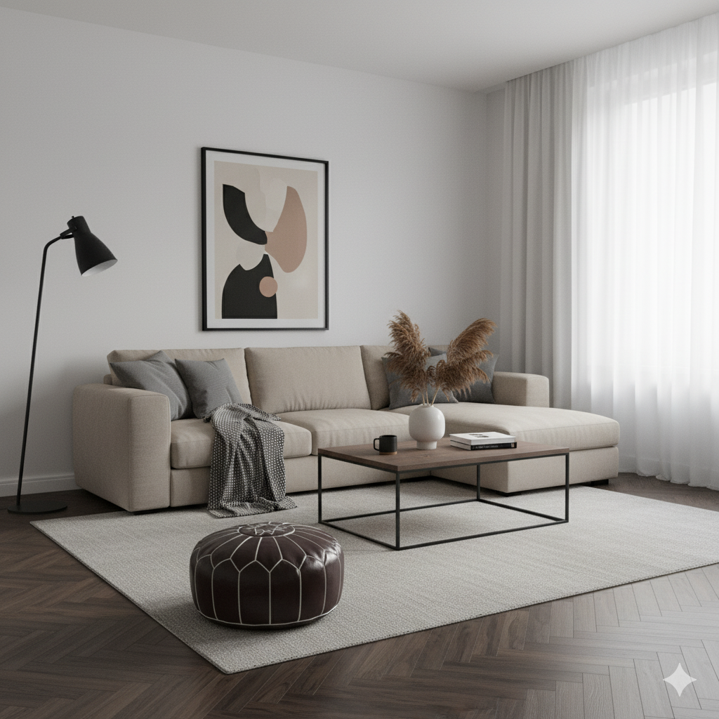 Pouf Marrakech marron rembourré