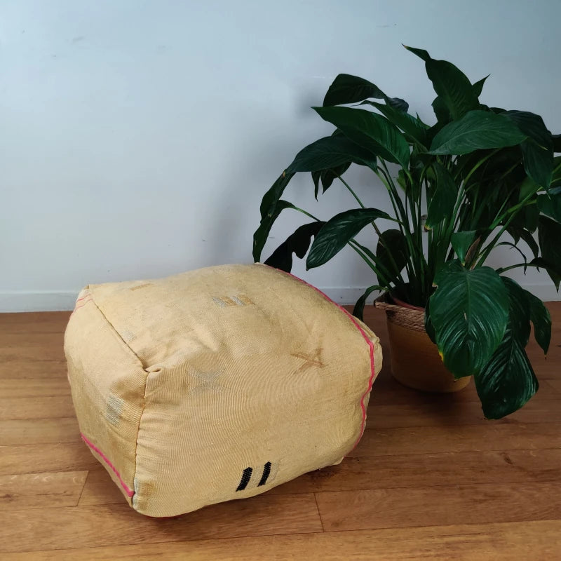 Pouf Sabra jaune berbère - MAZIR Décoration