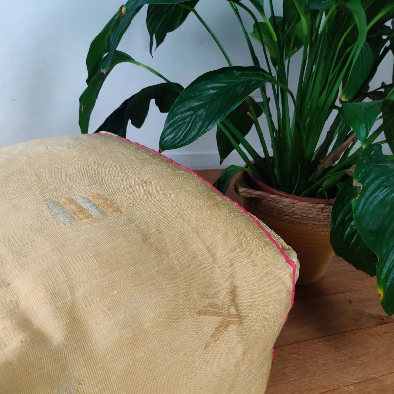 Pouf Sabra jaune berbère - MAZIR Décoration