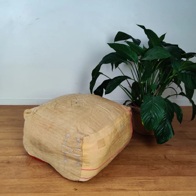 Pouf Sabra jaune marocain - MAZIR Décoration
