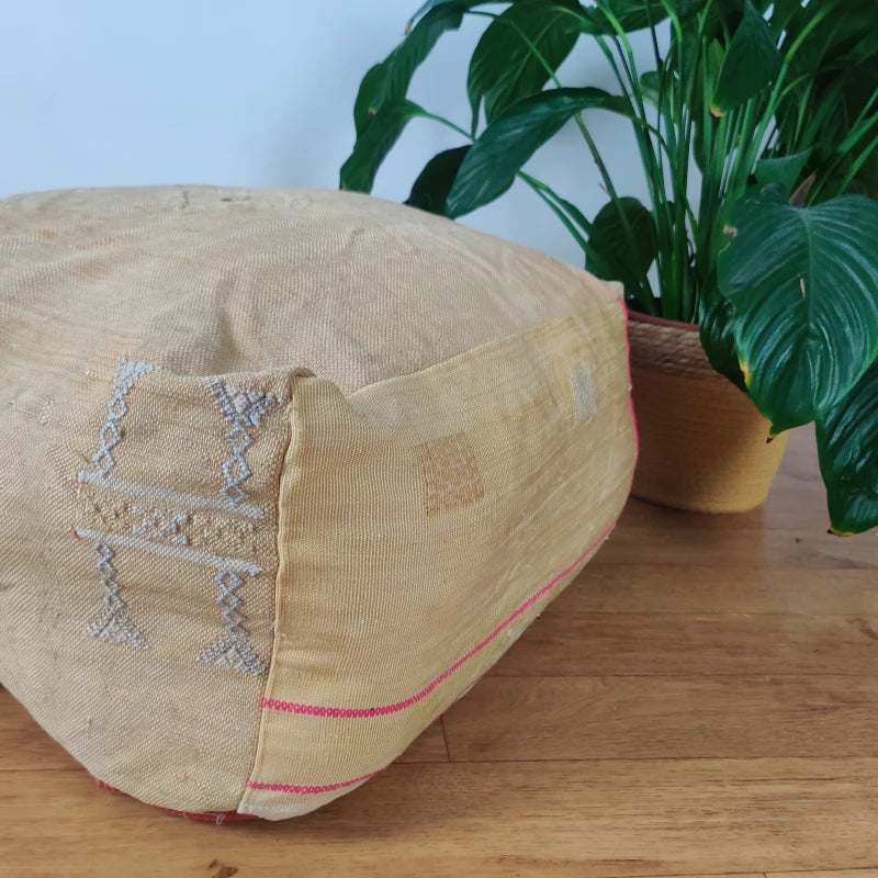 Pouf Sabra jaune marocain - MAZIR Décoration