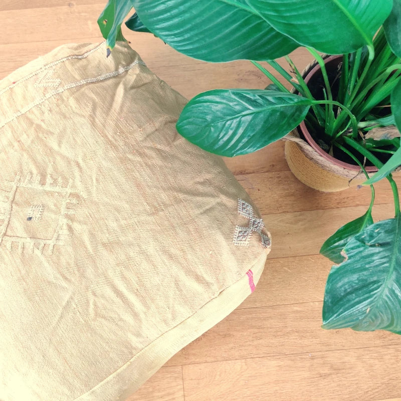 Pouf Sabra jaune marocain - MAZIR Décoration