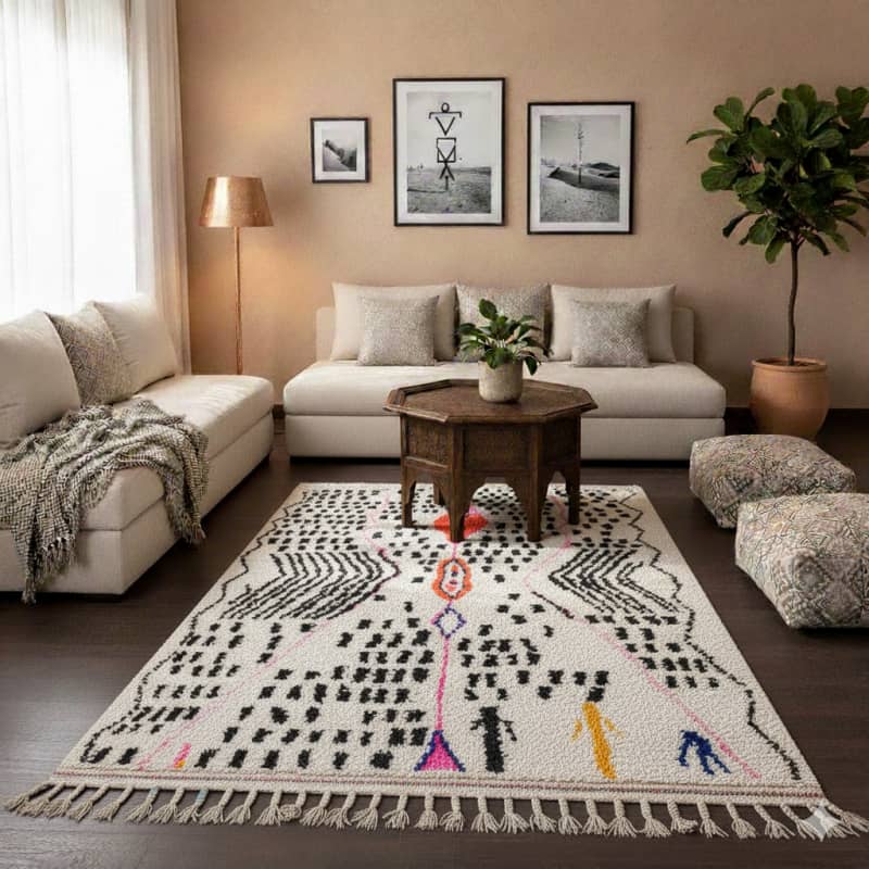Tapis Azilal motifs Noirs <br> 140x250 cm