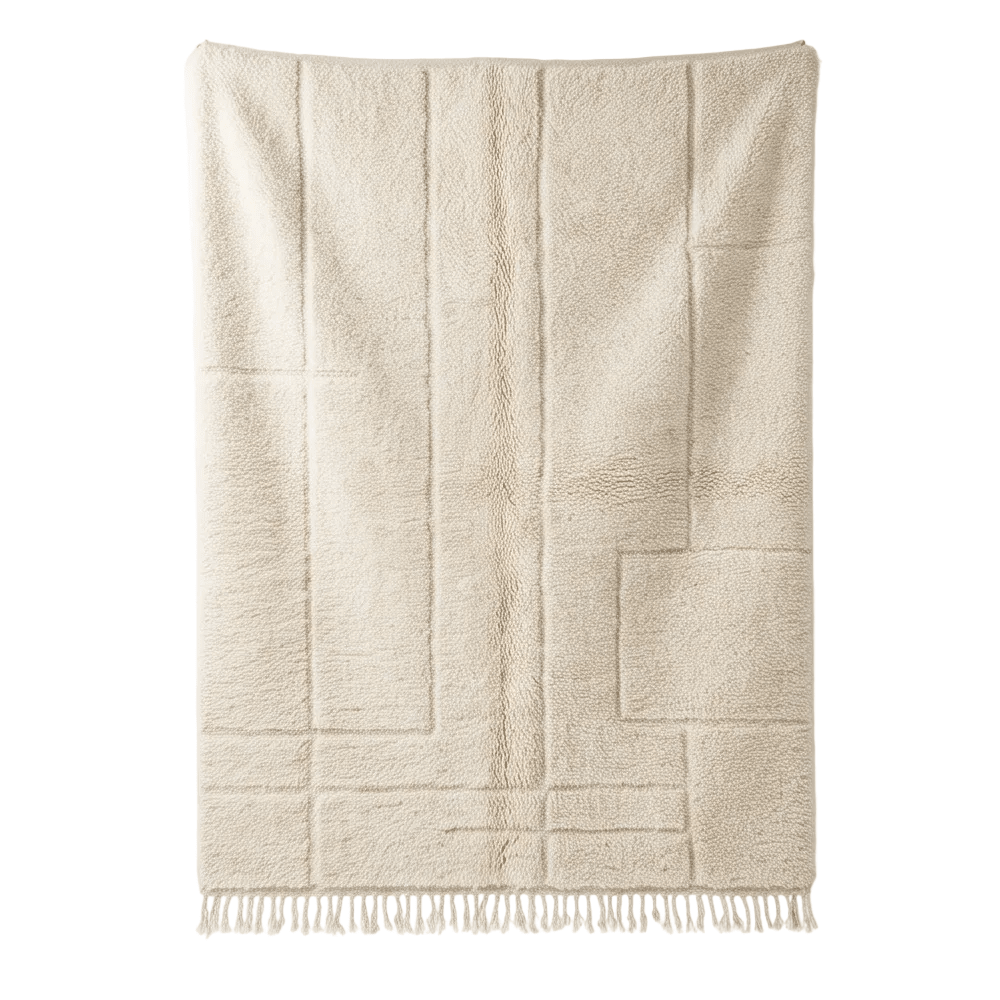 Grand tapis Béni Ouarain écru graphique 250 x 300 cm, vue principale