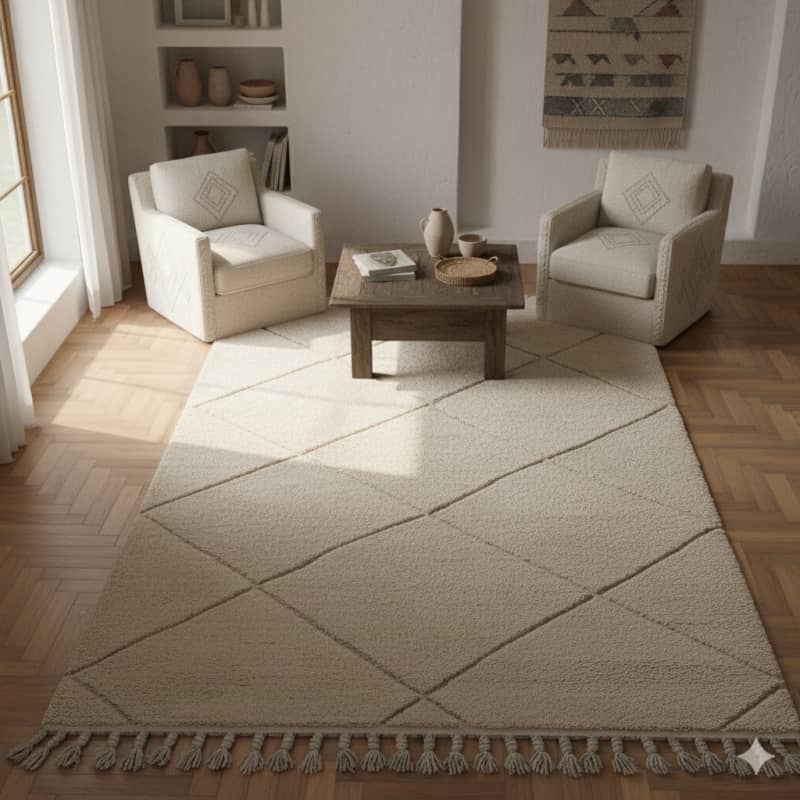 Tapis Beni Ouarain losanges blancs <br> 145x245 cm