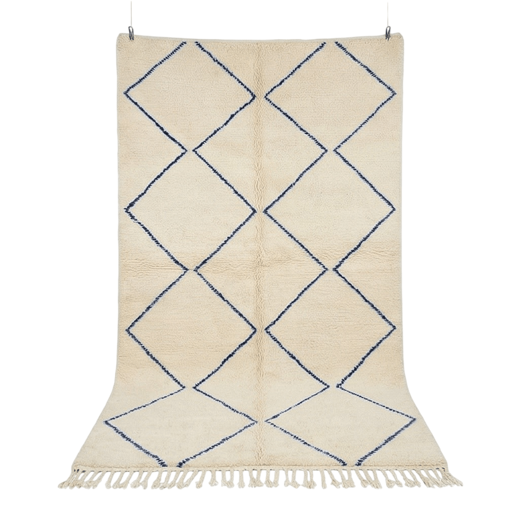 Tapis berbère blanc à losanges bleus