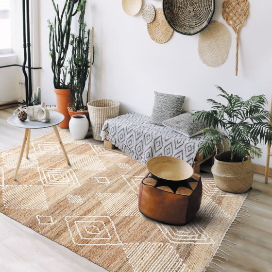 Tapis style berbère en jute naturel