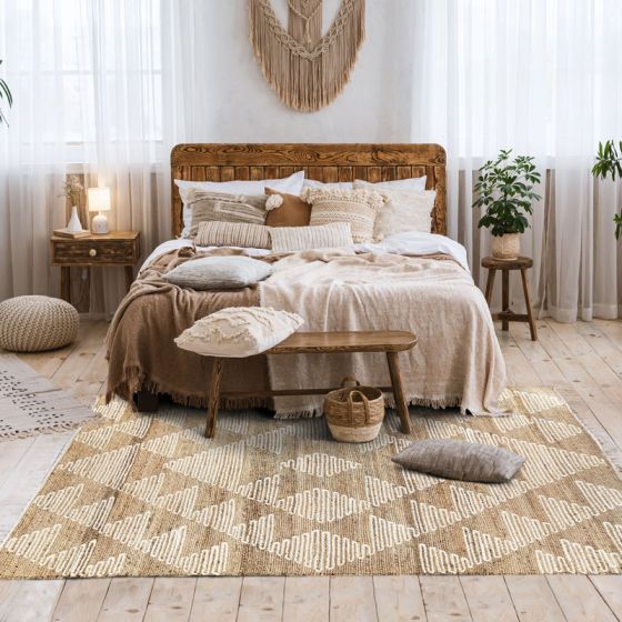 Tapis style berbère en jute ethnique 120x170 cm