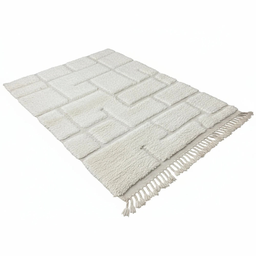 Petit tapis berbère graphique blanc