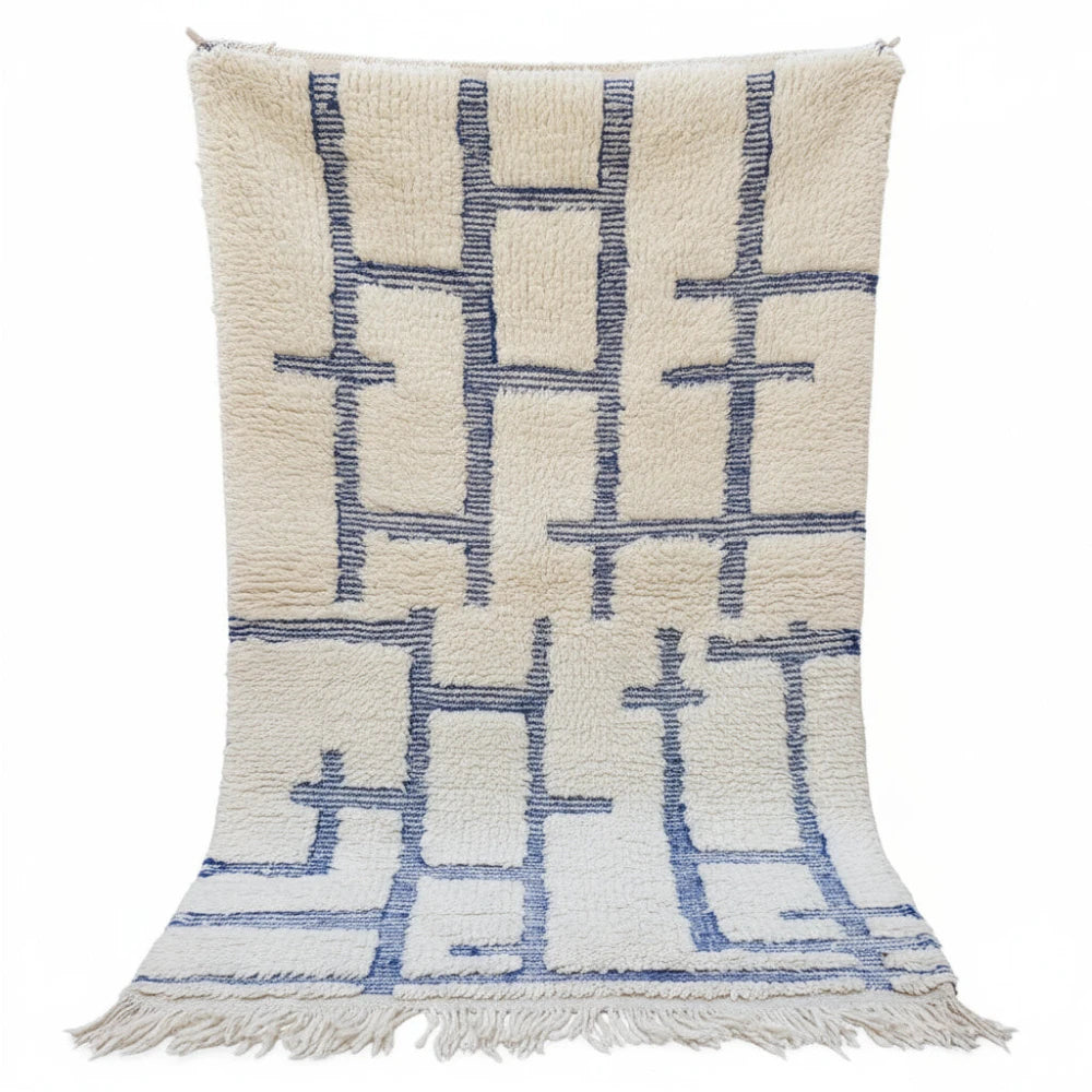 Tapis berbère graphique bleu