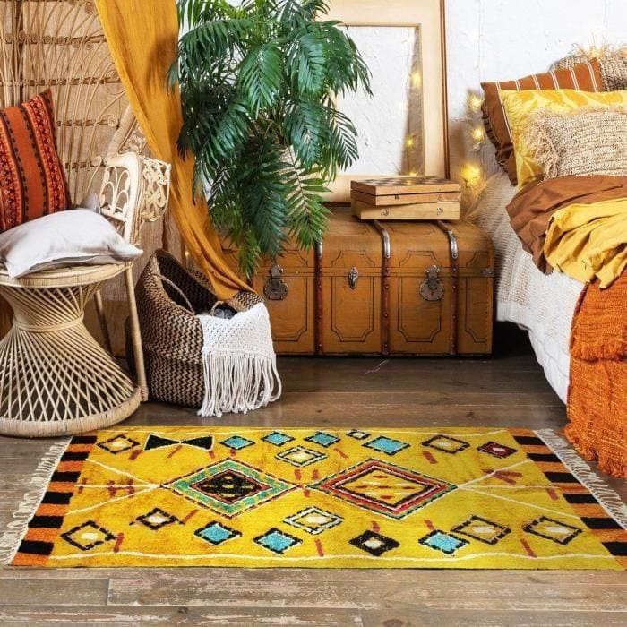 tapis bohème jaune