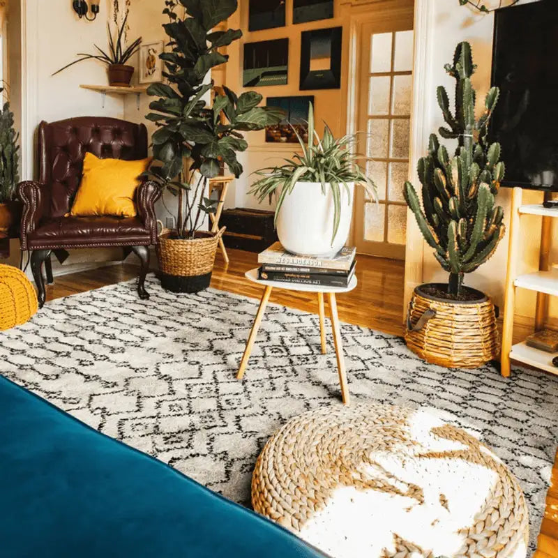 Magnifique Tapis berbère motif tribal noir