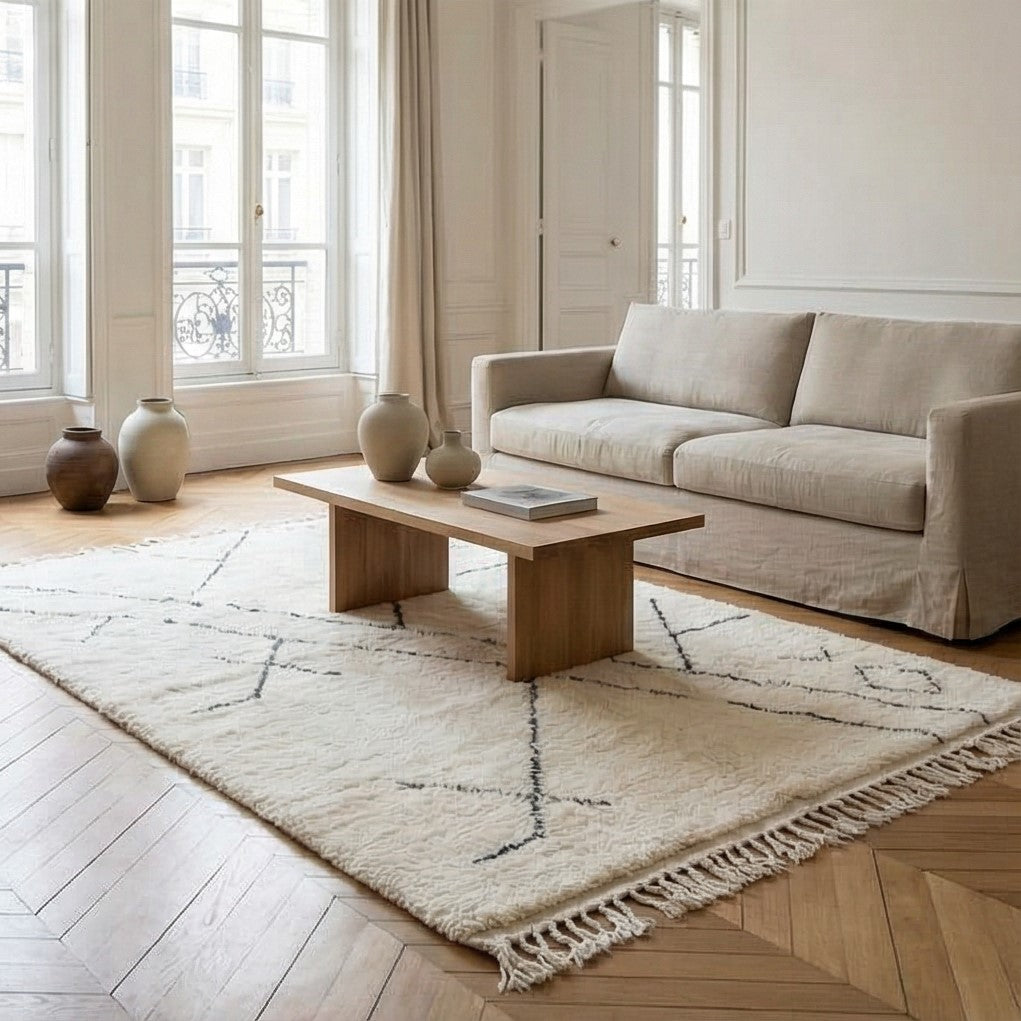 Grand tapis berbère motifs abstraits 200x300 cm