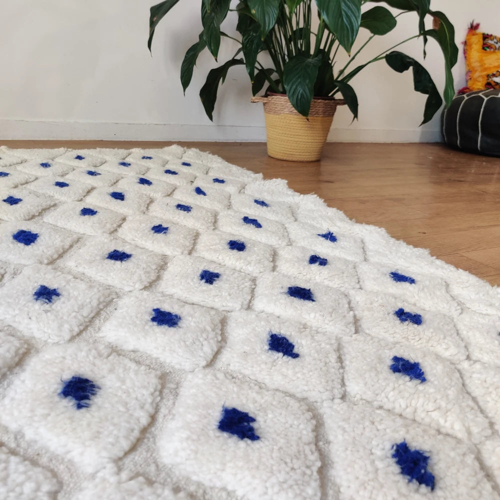Tapis berbère pois bleu - MAZIR Décoration