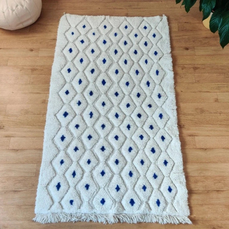Tapis berbère pois bleu - MAZIR Décoration