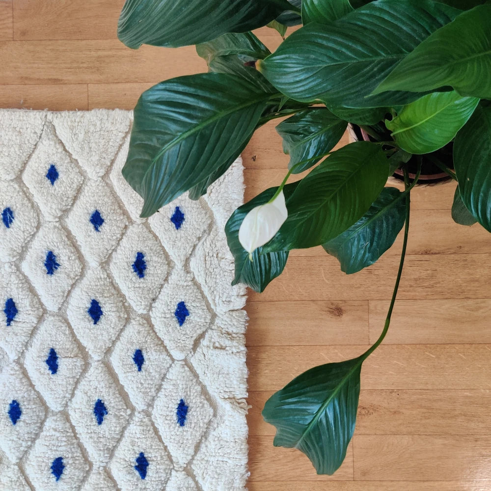 Tapis berbère pois bleu - MAZIR Décoration