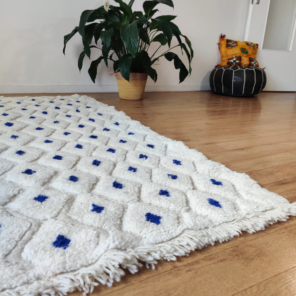 Tapis berbère pois bleu - MAZIR Décoration