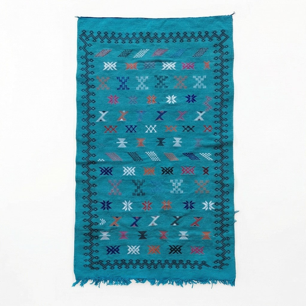 Tapis berbère turquoise Sabra 95x160 cm