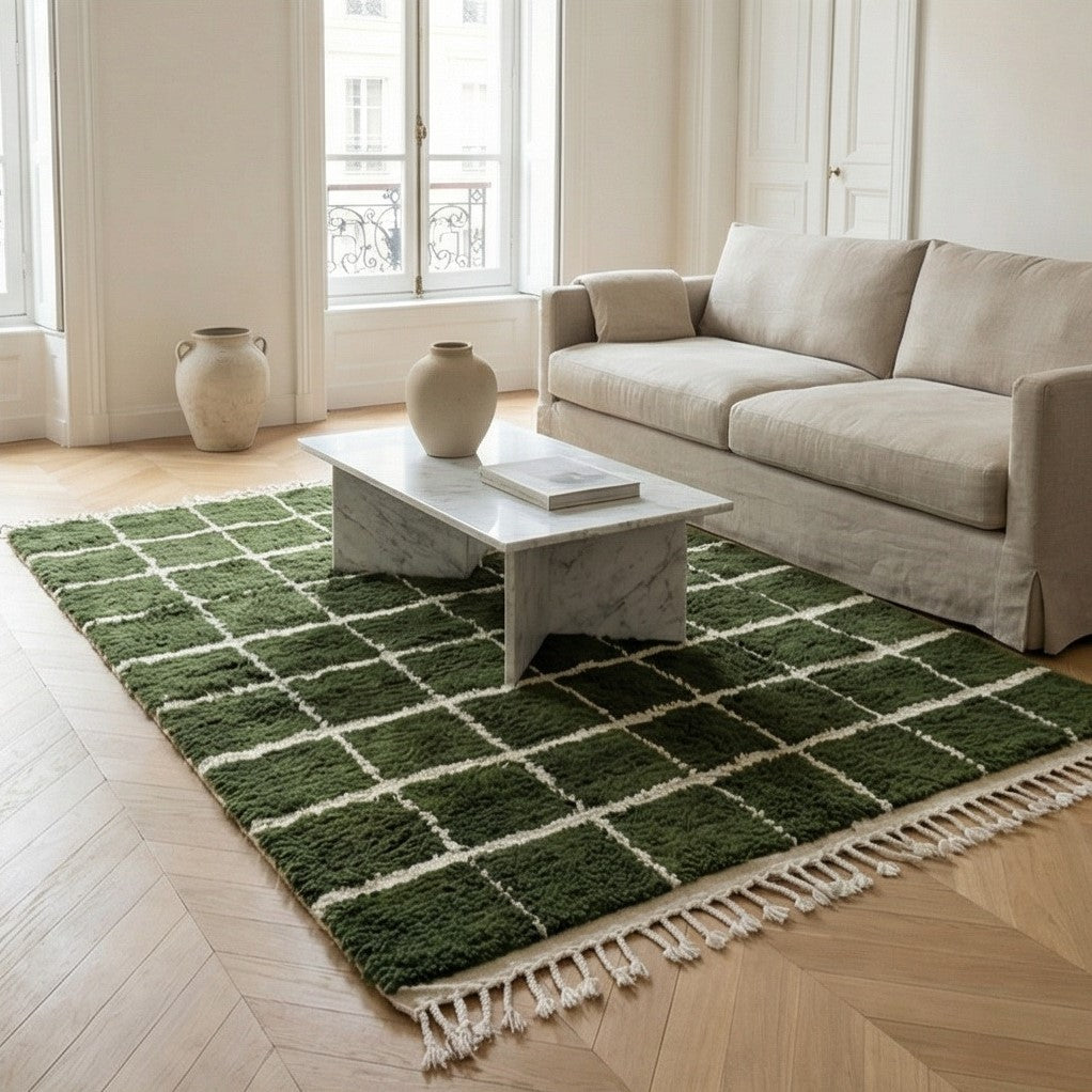 Tapis berbère vert grille 200x300 cm