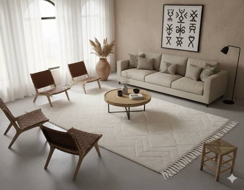 Tapis Berbère Zigzag blanc 165x240 cm