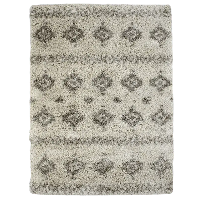 Ravissant Tapis Tribal poils longs beige