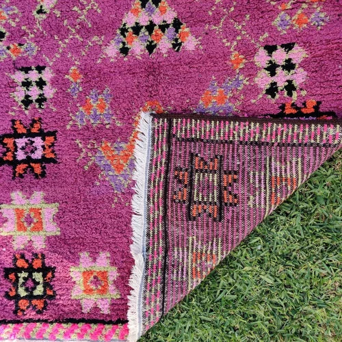 Tapis Boucherouite violet marocain 102x200 cm - Tapis
