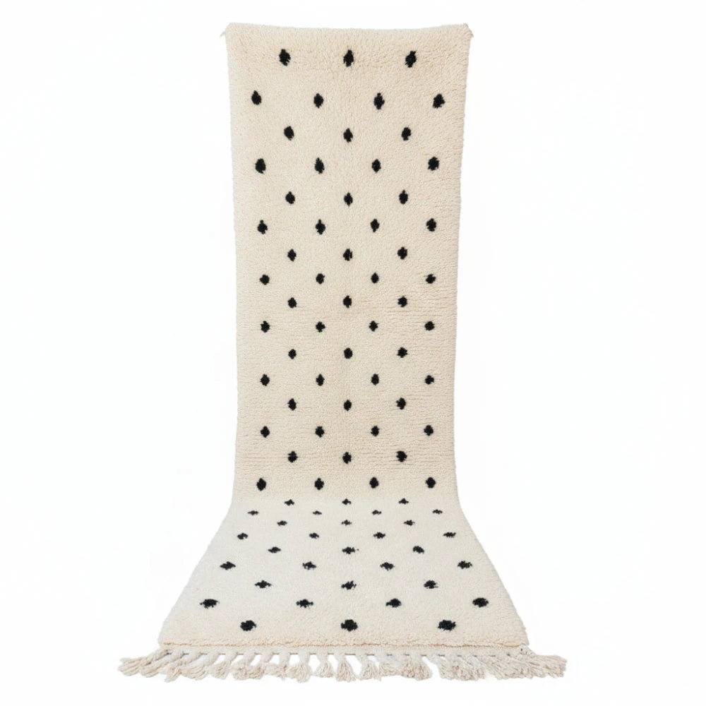 Tapis couloir berbère pois noirs