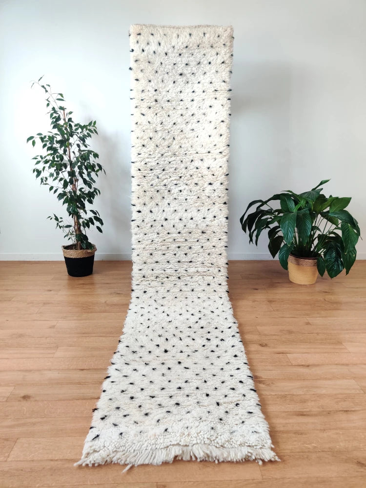 Tapis couloir berbère à Pois Noirs <br> 80x300 cm