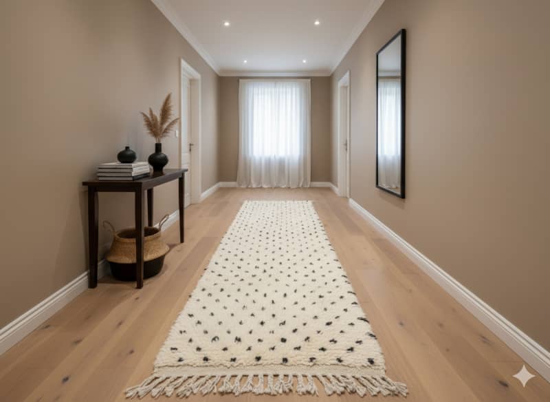 Tapis couloir berbère à Pois Noirs <br> 80x300 cm