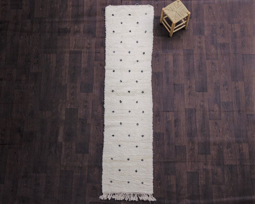 tapis de couloir marocain pois noir