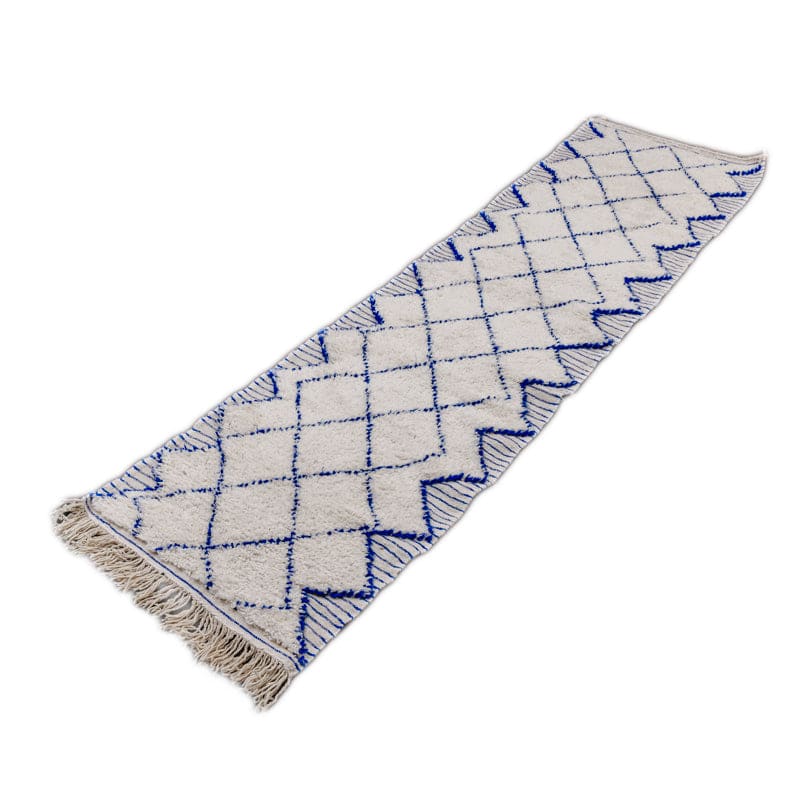tapis couloir beni ouarain bleu