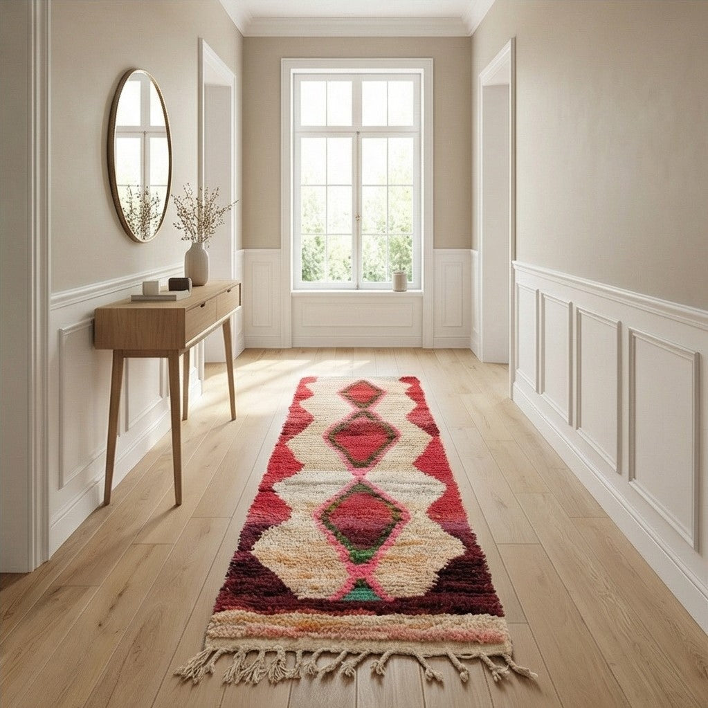 Tapis couloir berbère rouge et beige