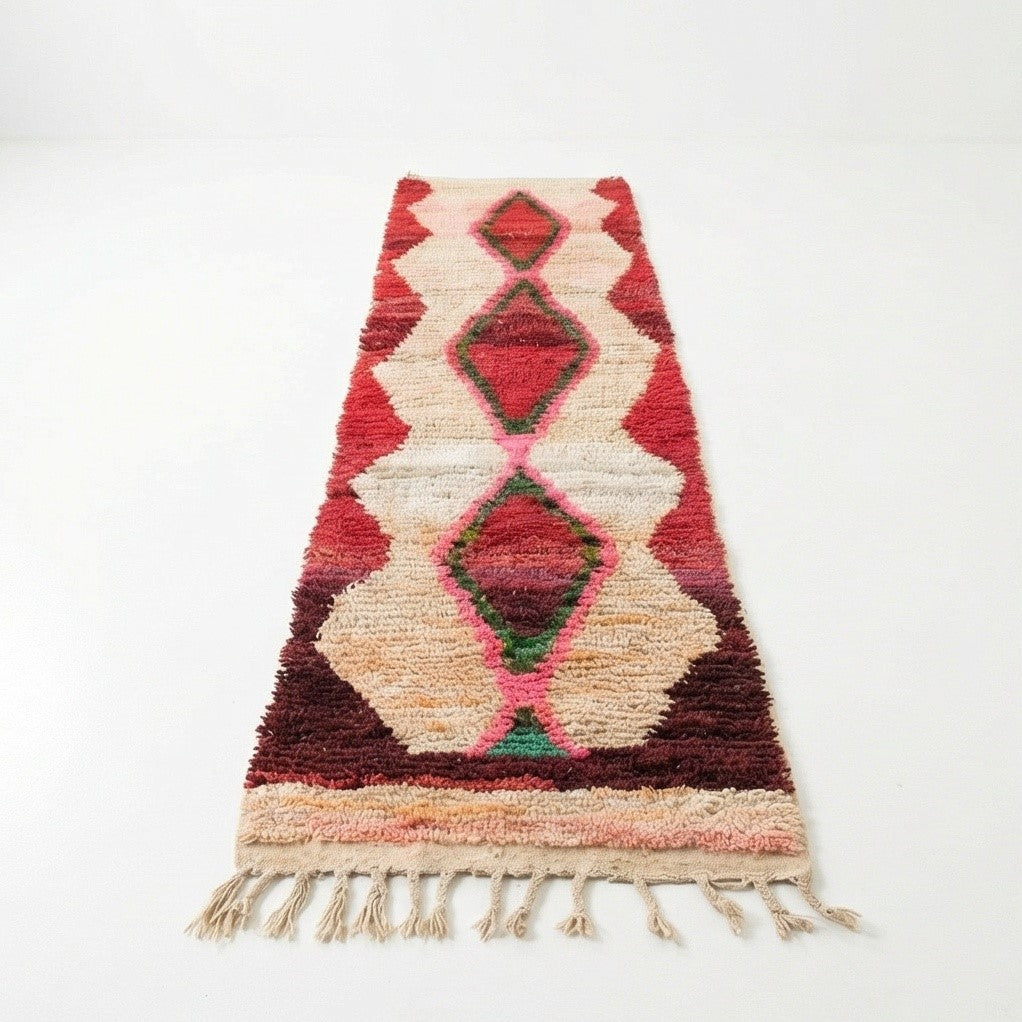 Tapis couloir berbère rouge et beige