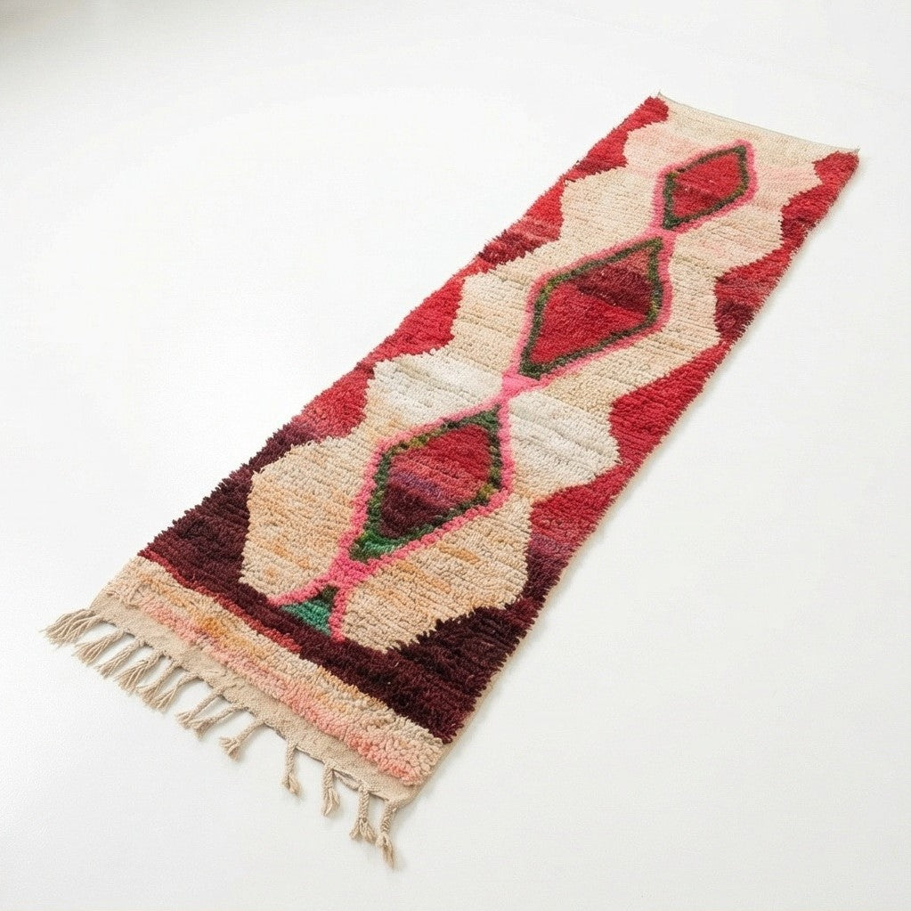 Tapis couloir berbère rouge et beige