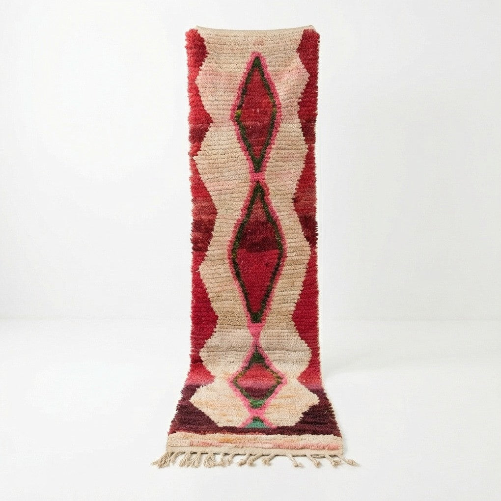 Tapis couloir berbère rouge et beige