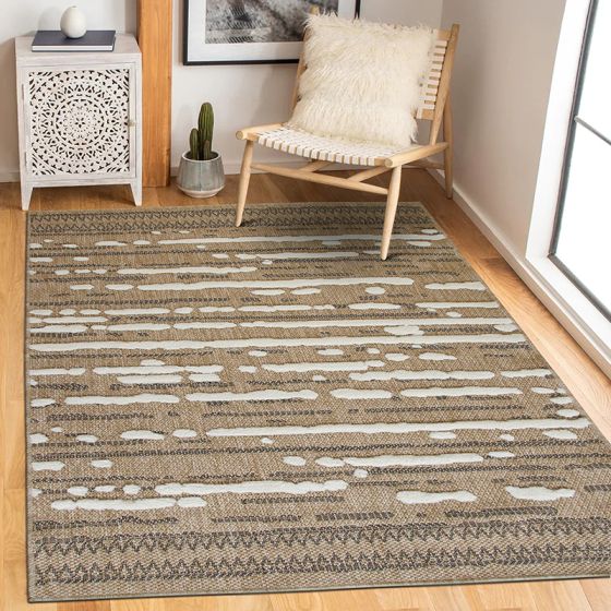 Tapis jute en relief blanc et noir