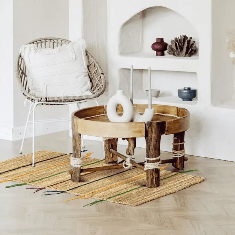 Tapis en jute multicolore style casual chic