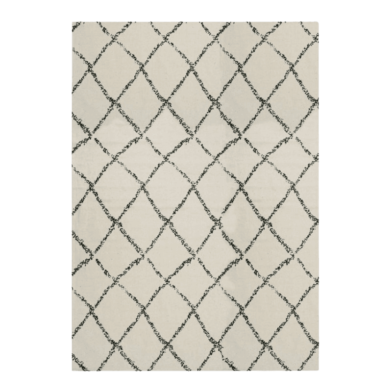 magnifique Tapis Berbère blanc patine à motif losange