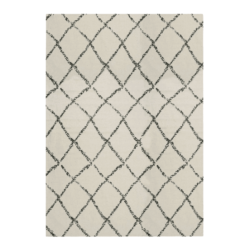 Tapis style Berbère blanc patine à motif losange