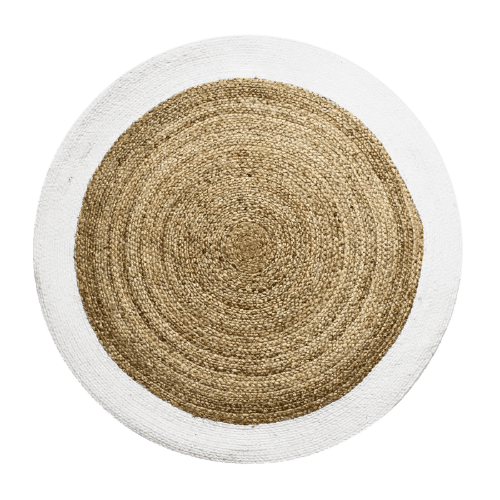 Tapis rond jute beige et blanc | MAZIR