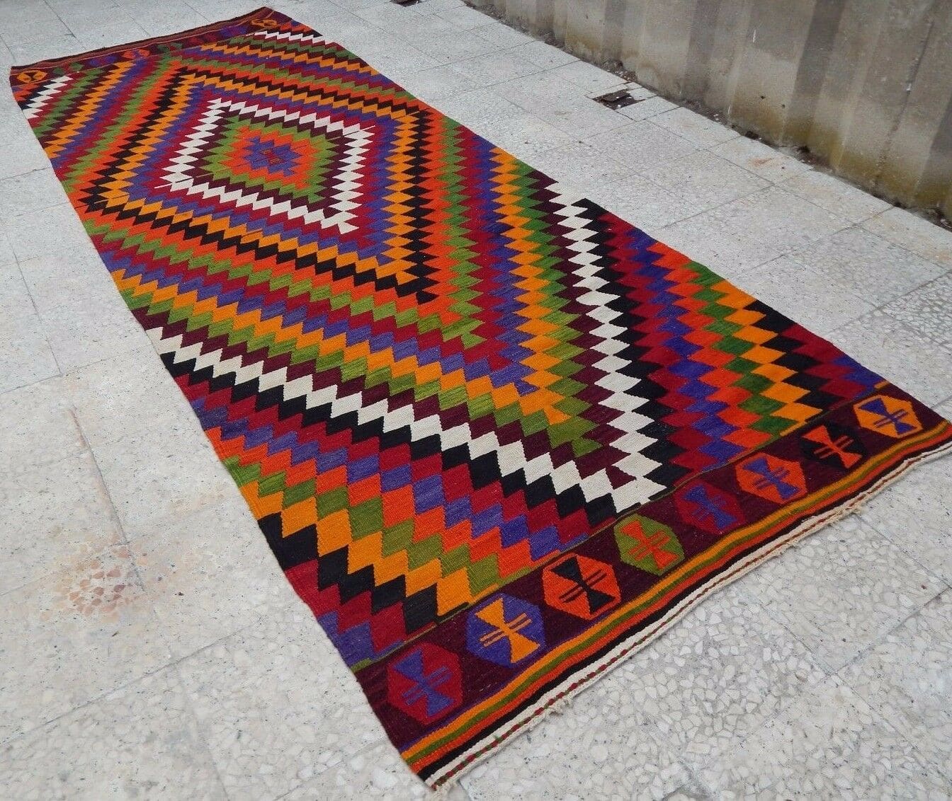 Tapis Kilim de couloir Coloré 120x365 cm | MAZIR