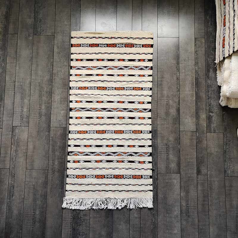 tapis boheme blanc et orange
