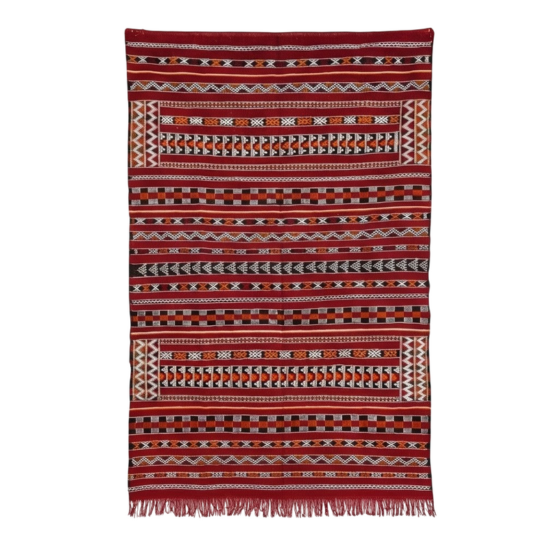 Tapis berbère rouge kilim 155x240 cm