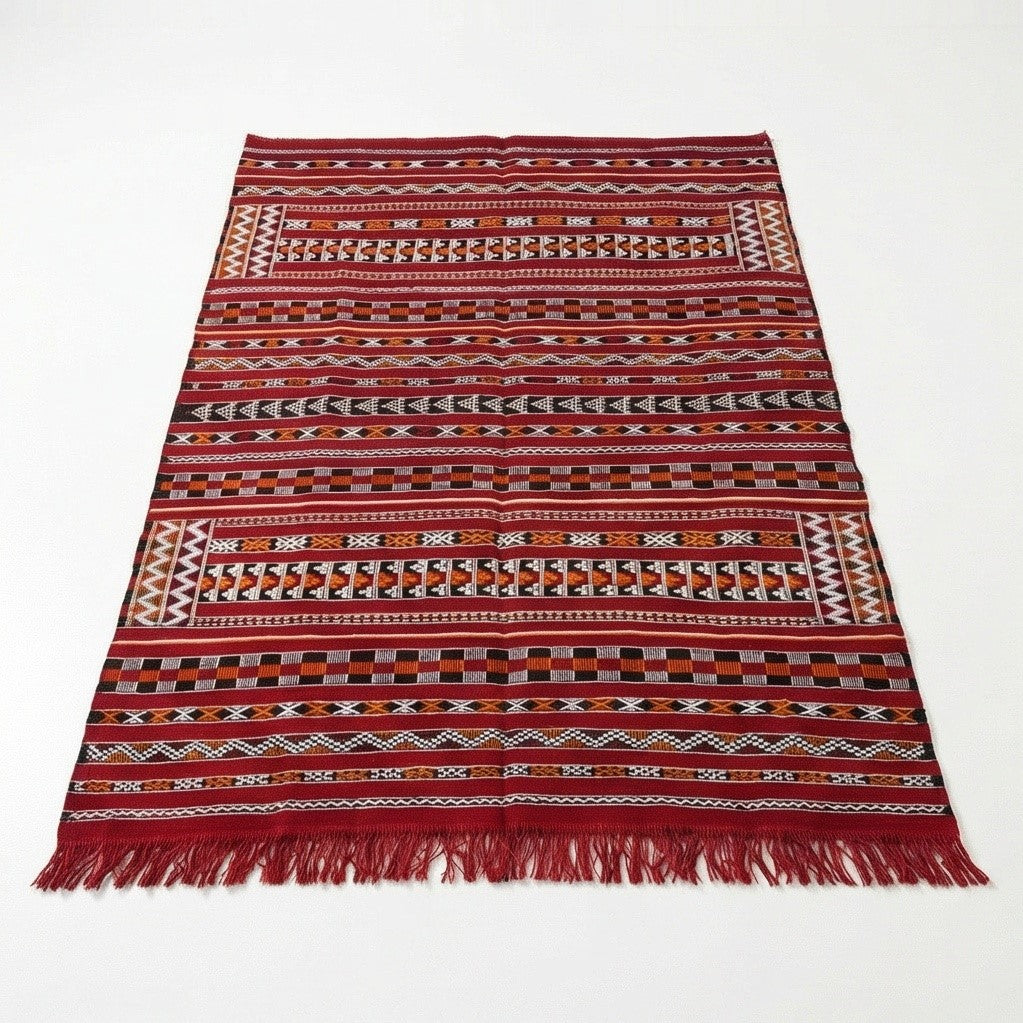 Tapis berbère rouge kilim 155x240 cm